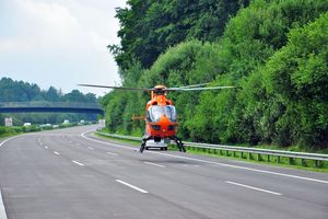 Der Rettungshubschrauber Christoph 29 aus Hamburg in Bereitstellung. Er wurde nicht benötigt.