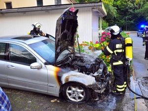 Nachlöscharbeiten, Kontrolle des Innenraumes mit der Wärmebildkamera
